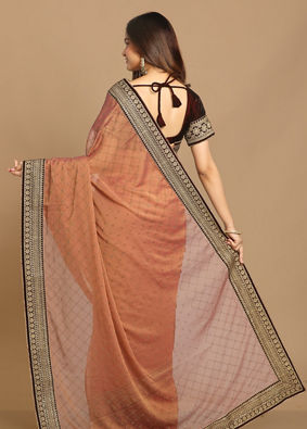 alt message - Mohey Women Delicate Peach Colour Saree image number 3