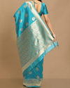 alt message - Mohey Women Dreamy Blue Saree image number 3