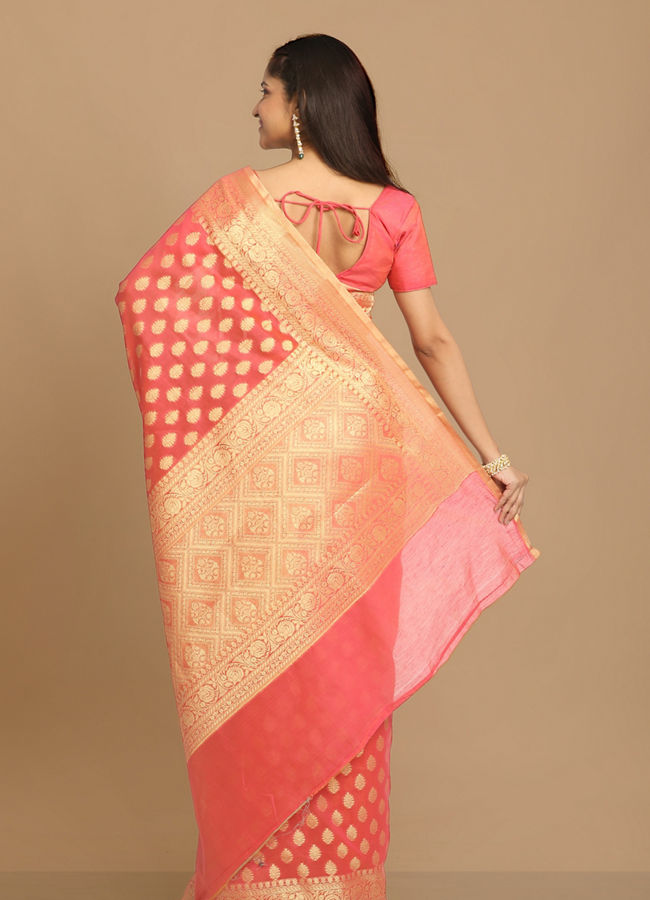 Mohey Women Pink Weaved Saree