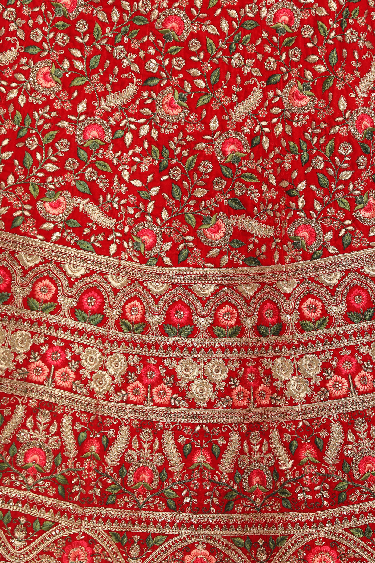 Mohey Women Red Floral Embroidered Bridal Lehenga