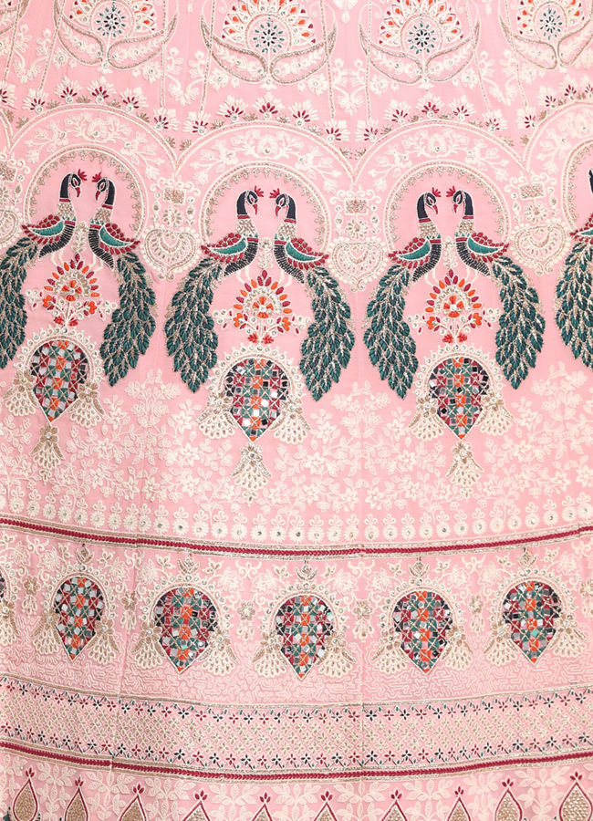 Mohey Women Light Pink Georgette Lehenga