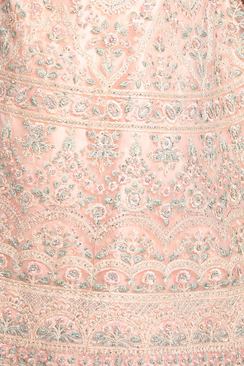 Mohey Women Detailed Pink Bridal Lehenga