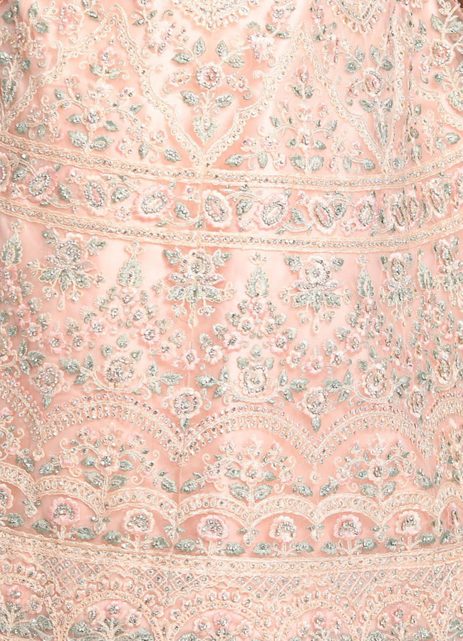 Mohey Women Detailed Pink Bridal Lehenga