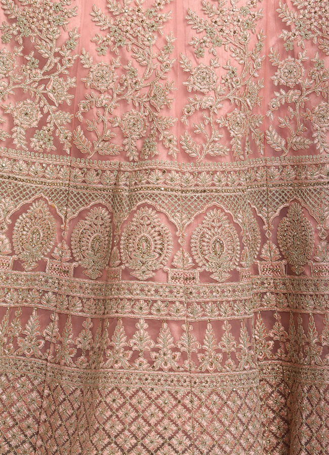 alt message - Mohey Women Elegant Pink Designer Lehenga image number 4