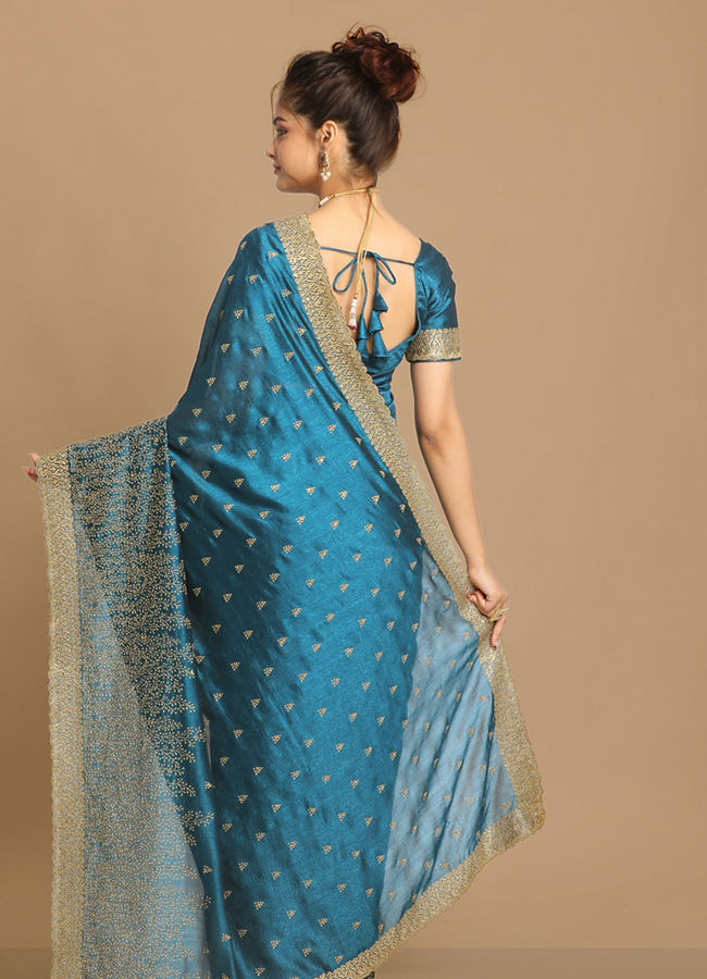 alt message - Mohey Women Stunning Blue Saree image number 3