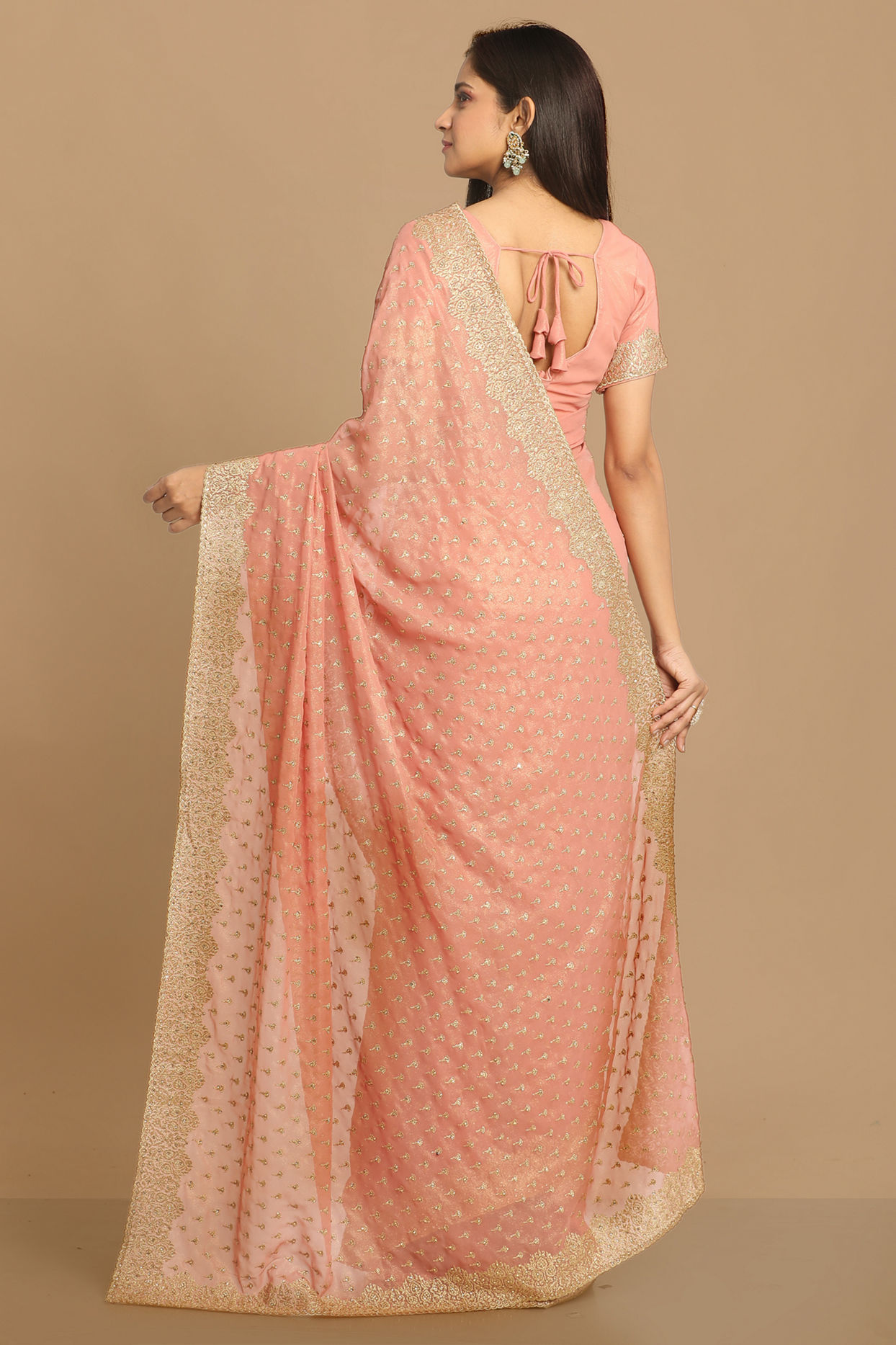 Mohey Women Georgeous Pink Saree