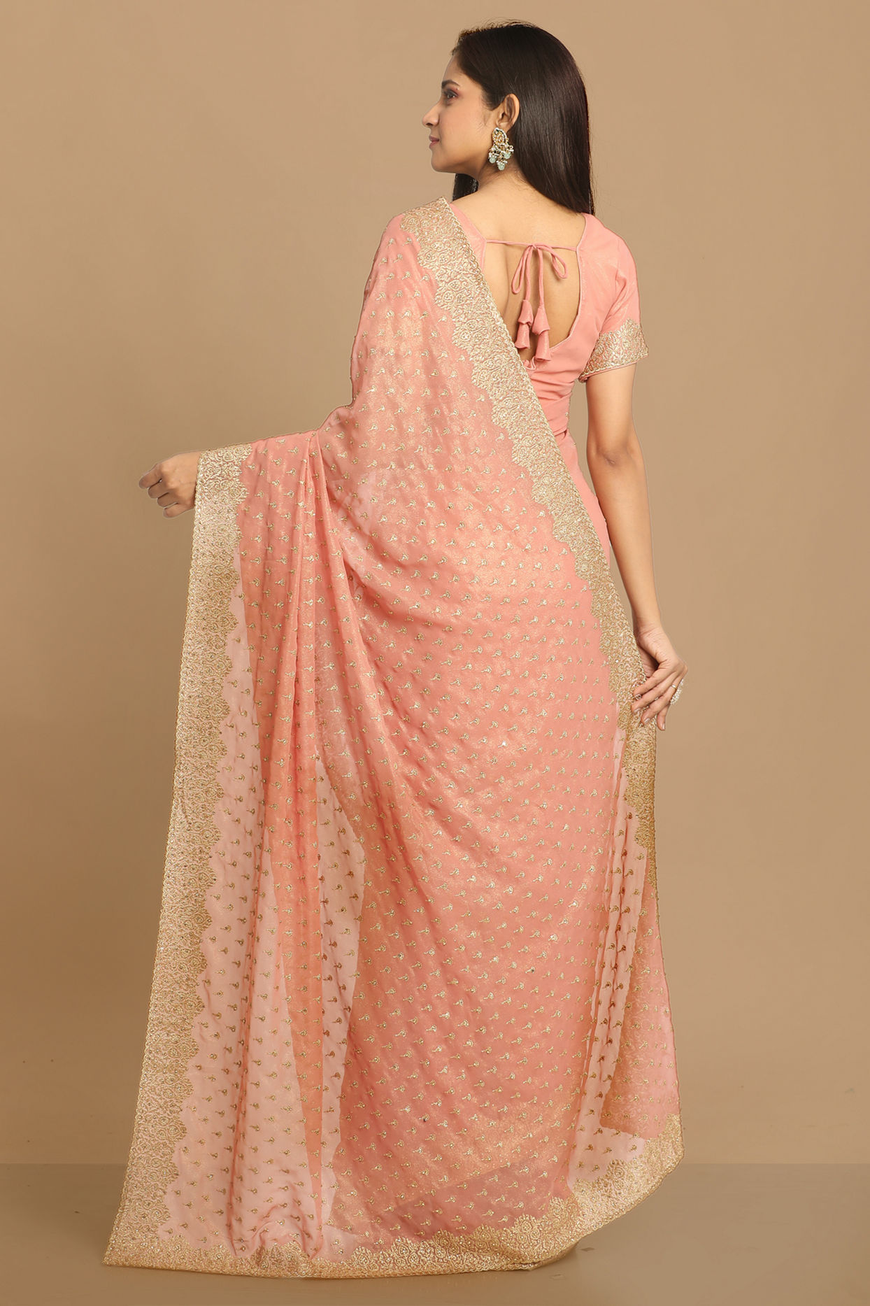 Mohey Women Georgeous Pink Saree image number 3