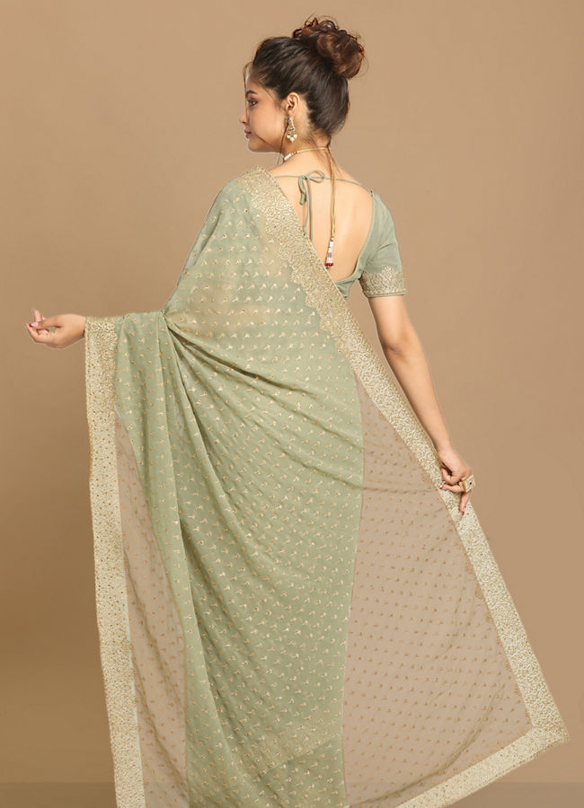 Mohey Women Georgeous Pista Saree image number 3