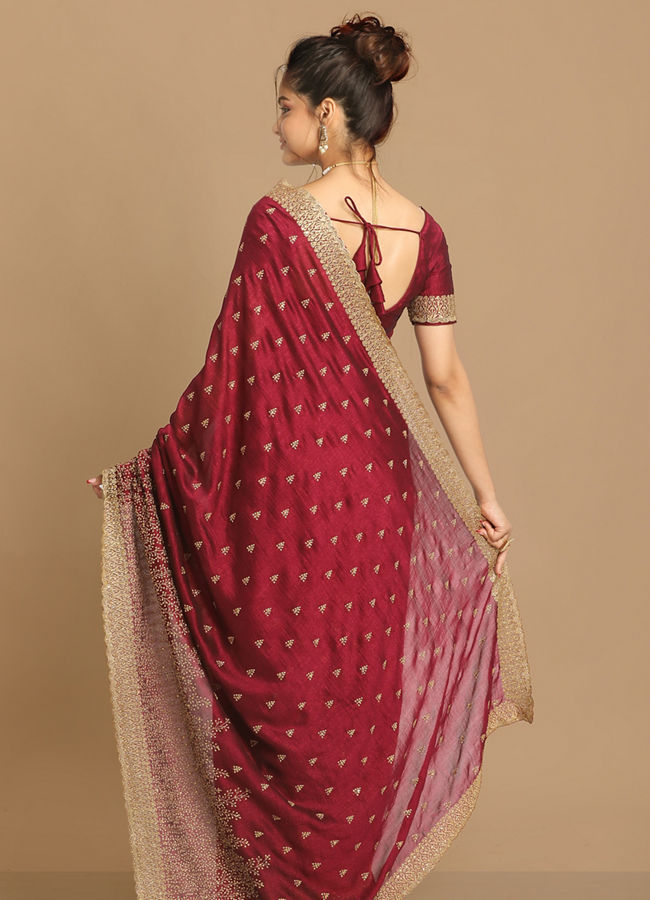 Mohey Women Sensational Wine Saree