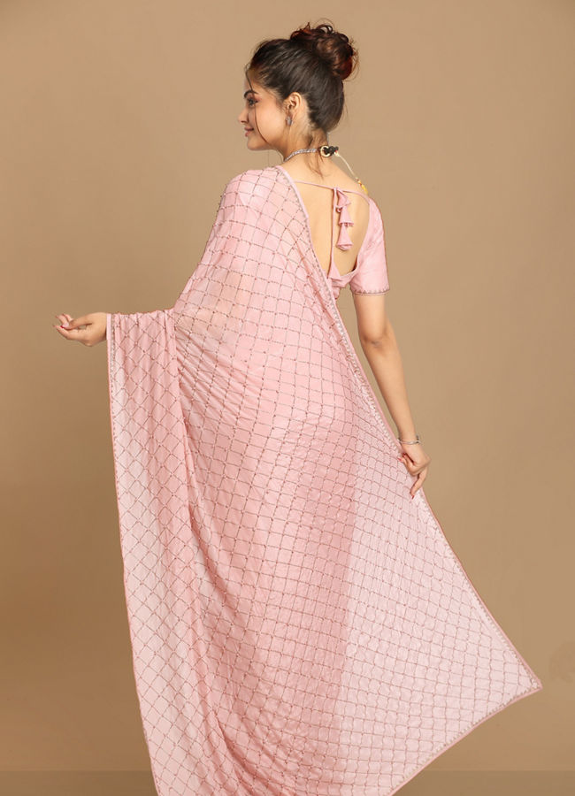 Mohey Women Princessy Pink Saree