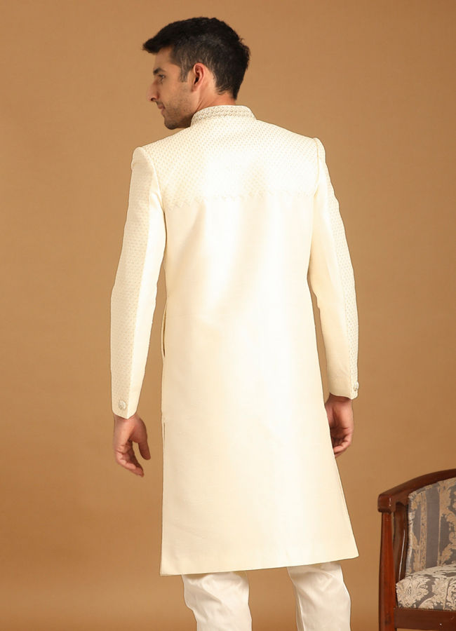 alt message - Manyavar Men Charismatic Cream Sherwani image number 2