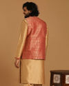 Manyavar Men Rust And Gold Kurta Jacket Set