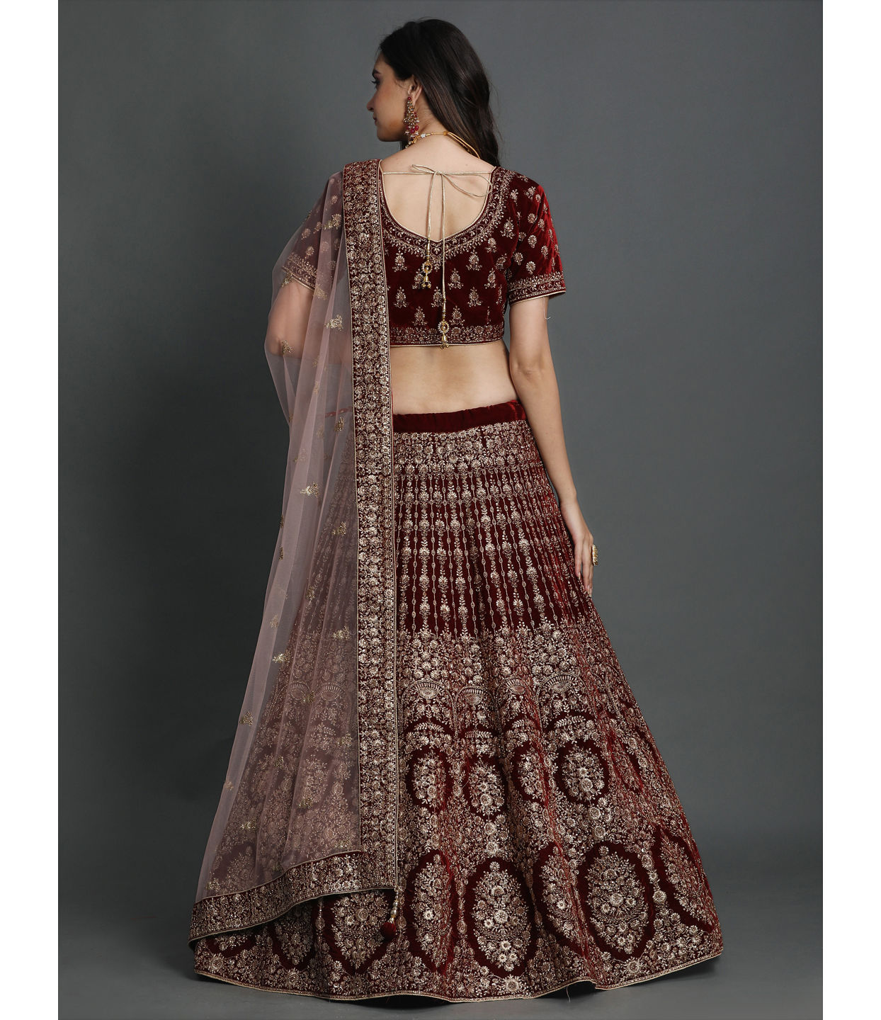 Mohey Women Royal Maroon Bridal Lehenga