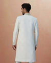 alt message - Manyavar Men Pearl White Chikankari Sherwani With Dupatta image number 4