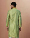 alt message - Manyavar Men Pastel Green Jacquard Kurta Pajama image number 4