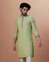 alt message - Manyavar Men Multicolored Jacket With Lime Green Kurta Set image number 2