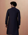 alt message - Manyavar Men Royal Blue Self Embroidered Kurta Pajama image number 3