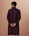 alt message - Manyavar Men Plum Booti Print Kurta Pajama image number 3