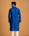 Manyavar Men Indigo Blue Self Chequered Kurta