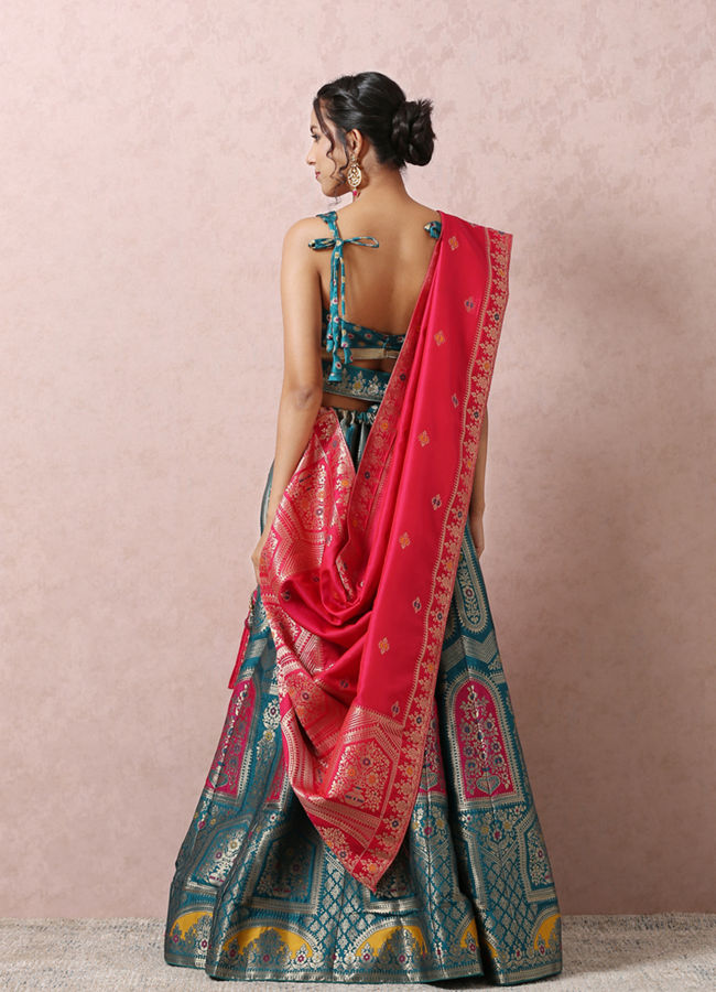 Rama Green Printed Lehenga image number 3