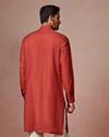 Rust Red Self Design Kurta image number 4