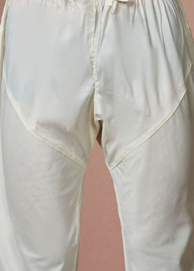 White Self Striped Kurta image number 3