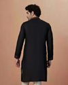 Manyavar Men Black Side Open Plain Kurta image number 3