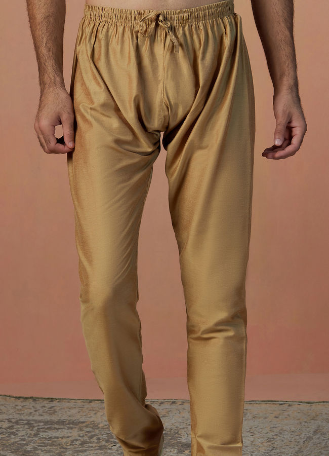 Manyavar Men Grey Kurta Pajama With Golden Motif