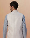 Manyavar Men Off White Self Design Jacket