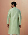 alt message - Manyavar Men Light Green Paisley Kurta Pajama image number 4