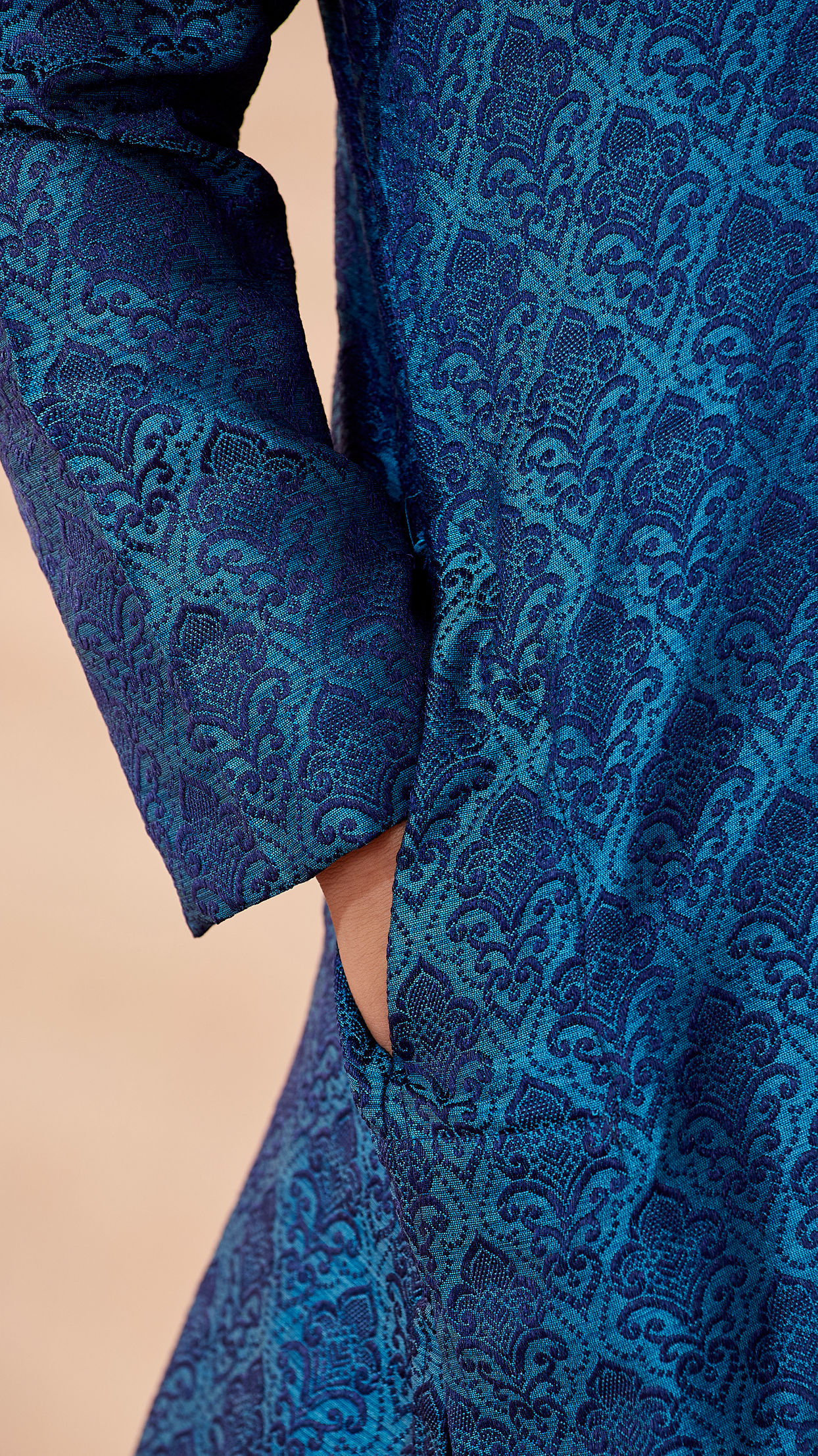 Boys Blue Party Wear Kurta Shalwar with Heavy Embroidery - Premium Set main image 1
