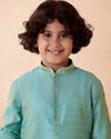 Manyavar Boys Boys Jade Blue Jacquard Kurta Set