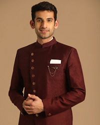 Manyavar Men Smart Fit Maroon Indo Western