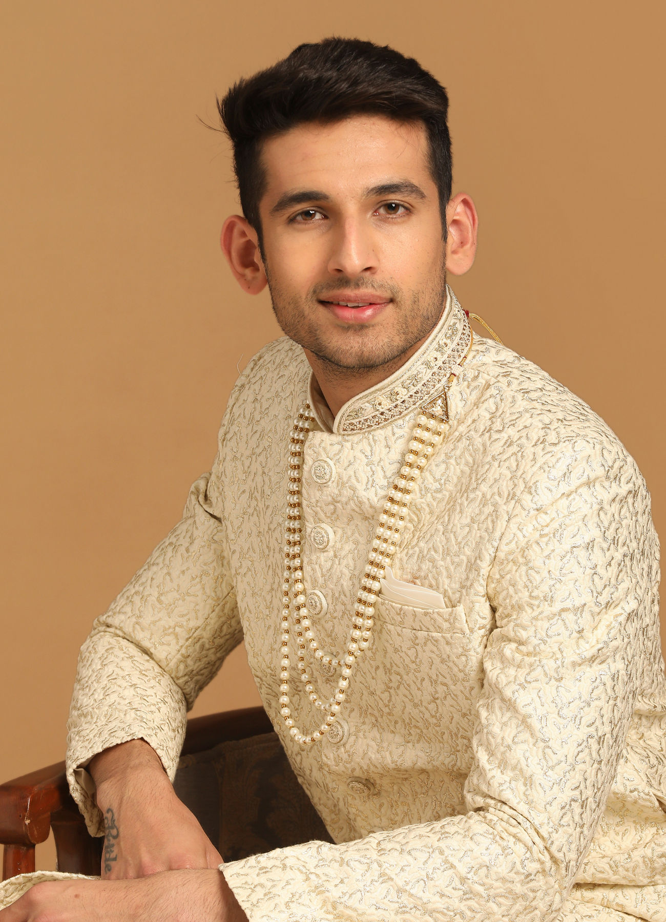 Manyavar Men Quintessential Cream Sherwani