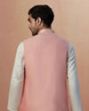 Manyavar Men Pink Self Embroidered Jacket image number 2