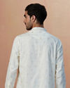 alt message - Manyavar Men White Self Printed Short Kurta image number 2