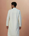 alt message - Manyavar Men Seashell White Chikankari Kurta Pajama image number 4