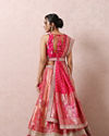 Mohey Women Stone Embellished Pink Benarasi Lehenga