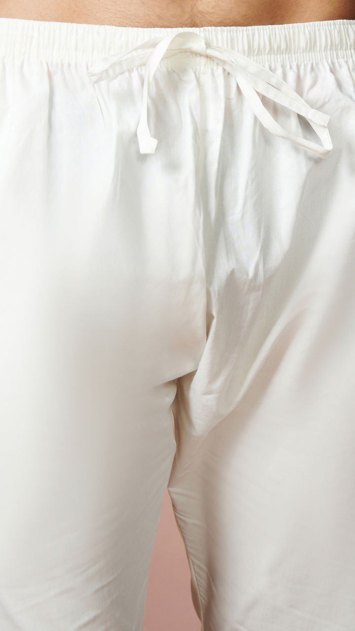 Manyavar Men Biscuit Chikankari Cotton Kurta