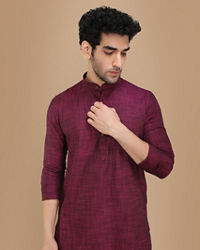 Manyavar Men Wine Self Design Kurta