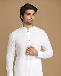 Manyavar Men Summer Essential White Kurta