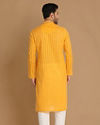 alt message - Manyavar Men Orange Striped Casual Kurta Set image number 2