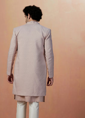 alt message - Manyavar Men Lilac Self Design Jacket Indo Western image number 4