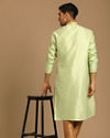 alt message - Manyavar Men Light Green Kurta Set With Golden Booti image number 2