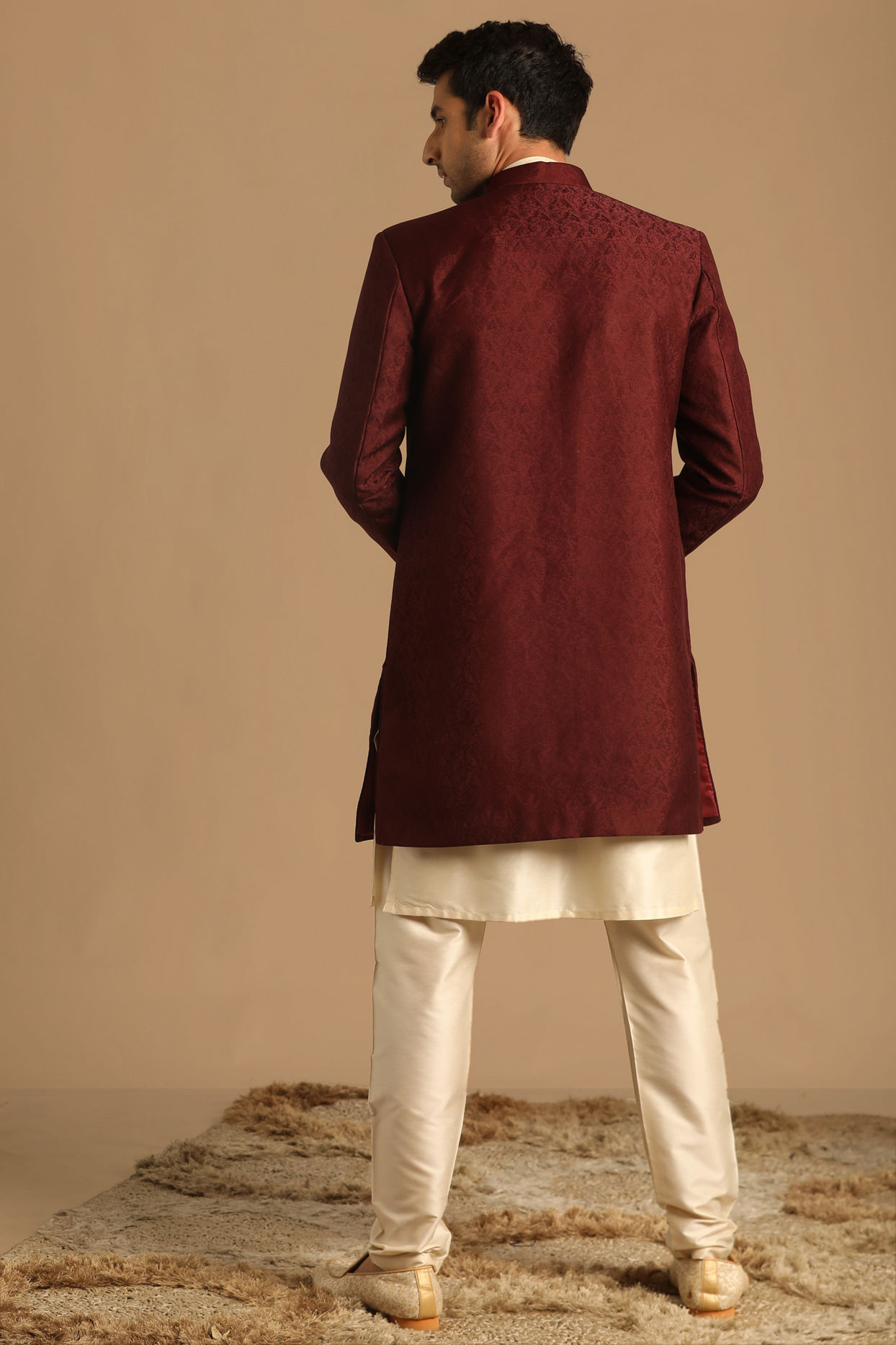 Manyavar Men Smart Fit Maroon Indo Western
