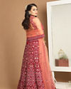 Mohey Women Georgette Wine Red Lehenga