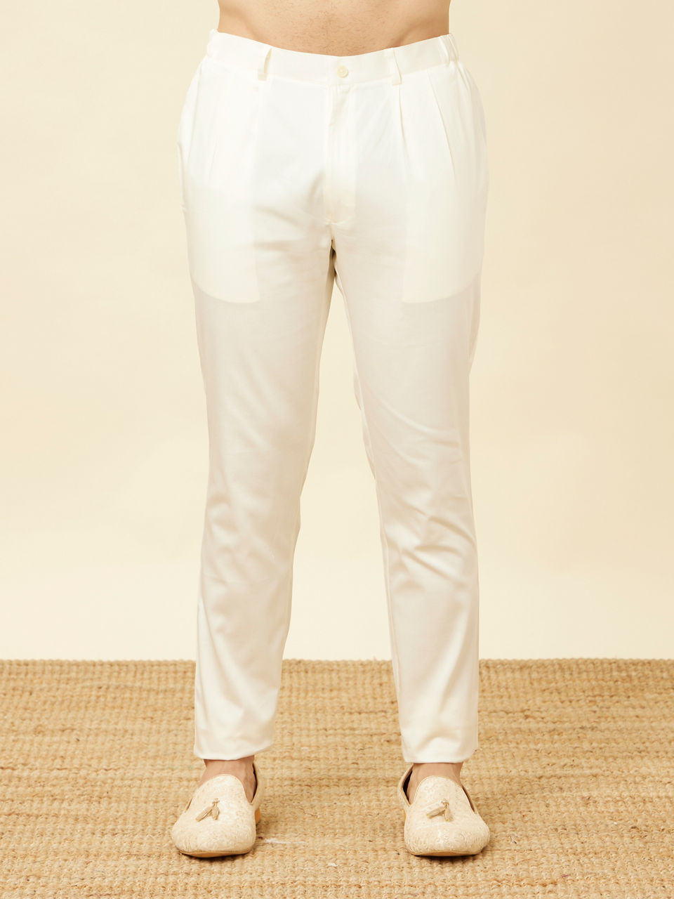 Manyavar Men Crayola Yellow Medallion Patterned Indo Western Set