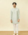 Manyavar Men Tropical Blue Medallion Patterned Indo Western Set