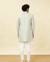 Manyavar Men Tropical Blue Medallion Patterned Indo Western Set