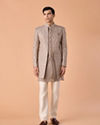 Manyavar Men Walnut Velvet Elegance Indo Western